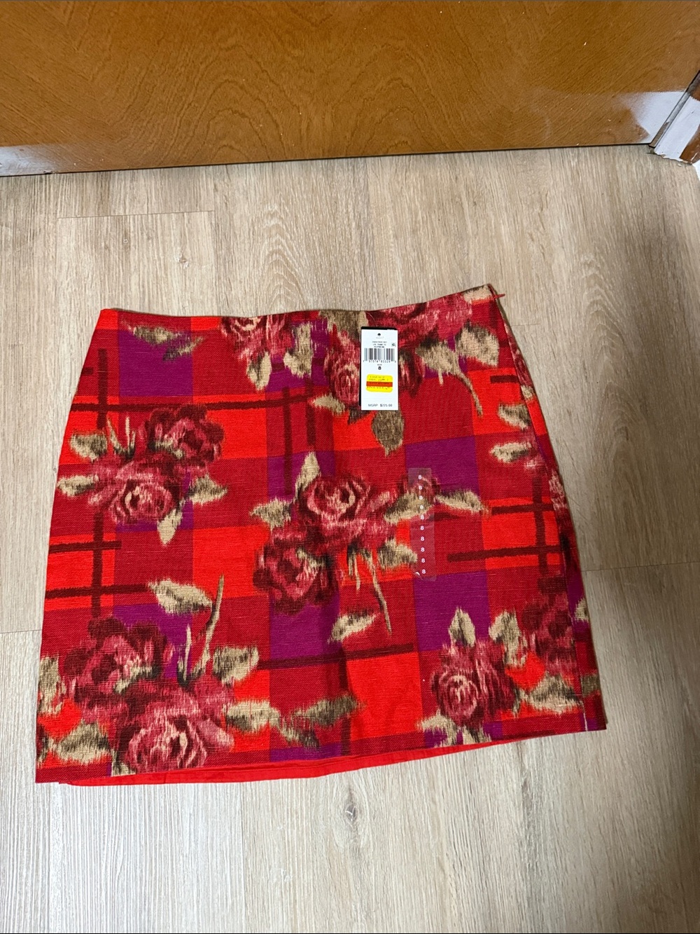 Ralph Lauren Red Floral Plaid Mini Skirt